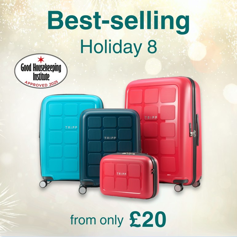 Shop Holiday 8 suitcases from only £20. Good Housekeeping Approved luggage