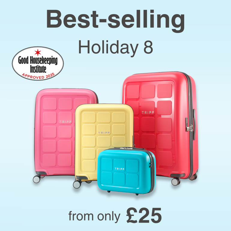 Shop Holiday 8 suitcases from only £25. Good Housekeeping Approved luggage