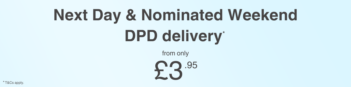 Next day and nominated weekend delivery now available, T&Cs apply.